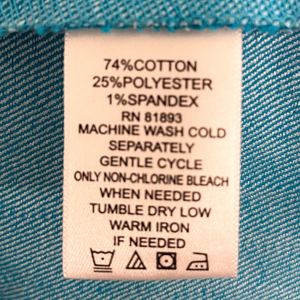 EUC Denim & Co Blue 3/4 Sleeve Button Stretch - Picture 7 of 7
